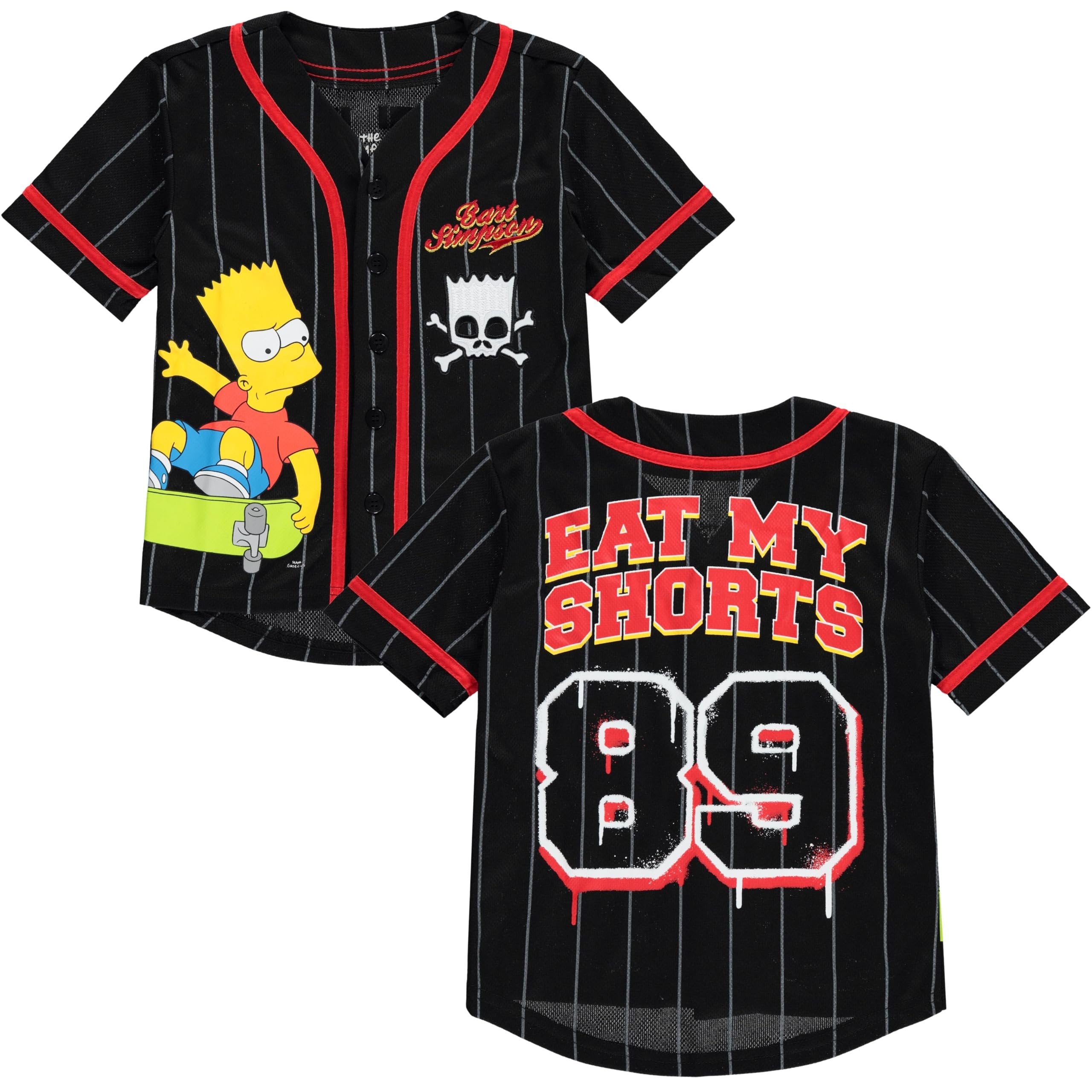 Boys Bart Simpson Baseball Jersey T-Shirt - Little and Big Boys Sizes 4-20 Black