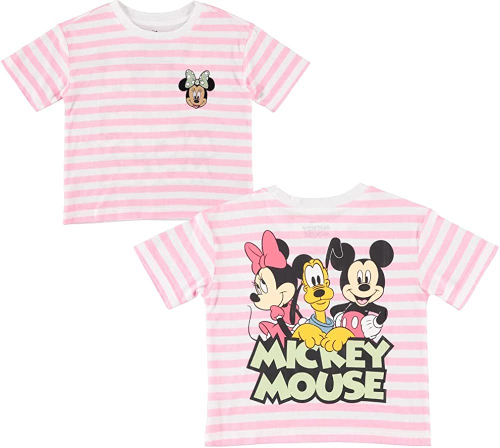 Disney Minnie Mouse Girls Short Sleeve T-Shirt- Front and Back Print - Sizes 4-16