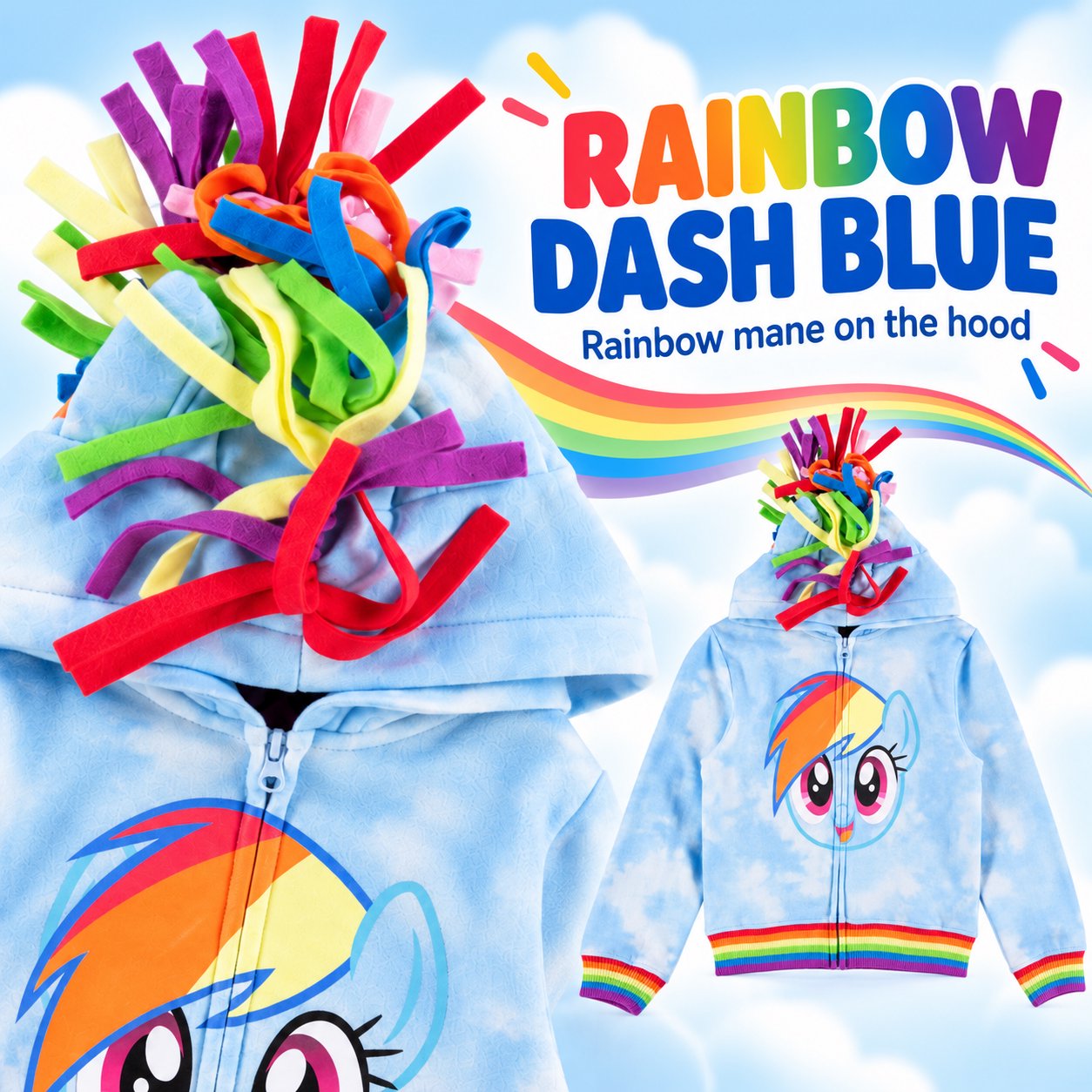 My Little Pony Magical Rainbow Dash Cosplay Hoodie for Girls - Super Soft & Fun for Playtime and Parties!