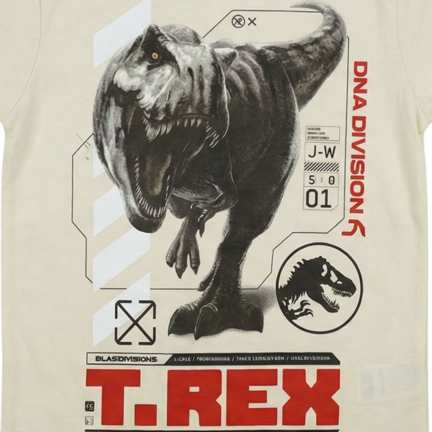 Jurassic World Boys Split Vertical Short Sleeve Tyrannosaurus Rex Dinosaur T-Shirt, Boys Sizes 8-16 (10/12, Black)