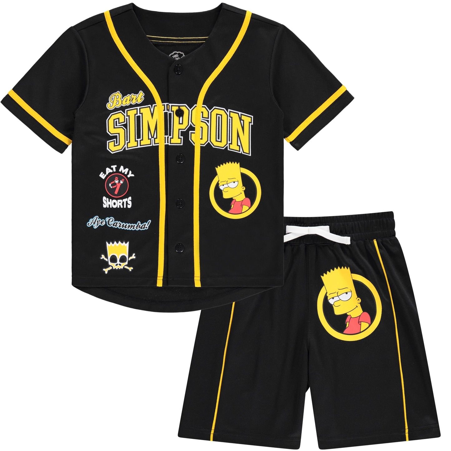 Boys Bart Simpson Baseball Jersey Shirt and Shorts Clothing Set- Little and Big Boys Sizes 4-20