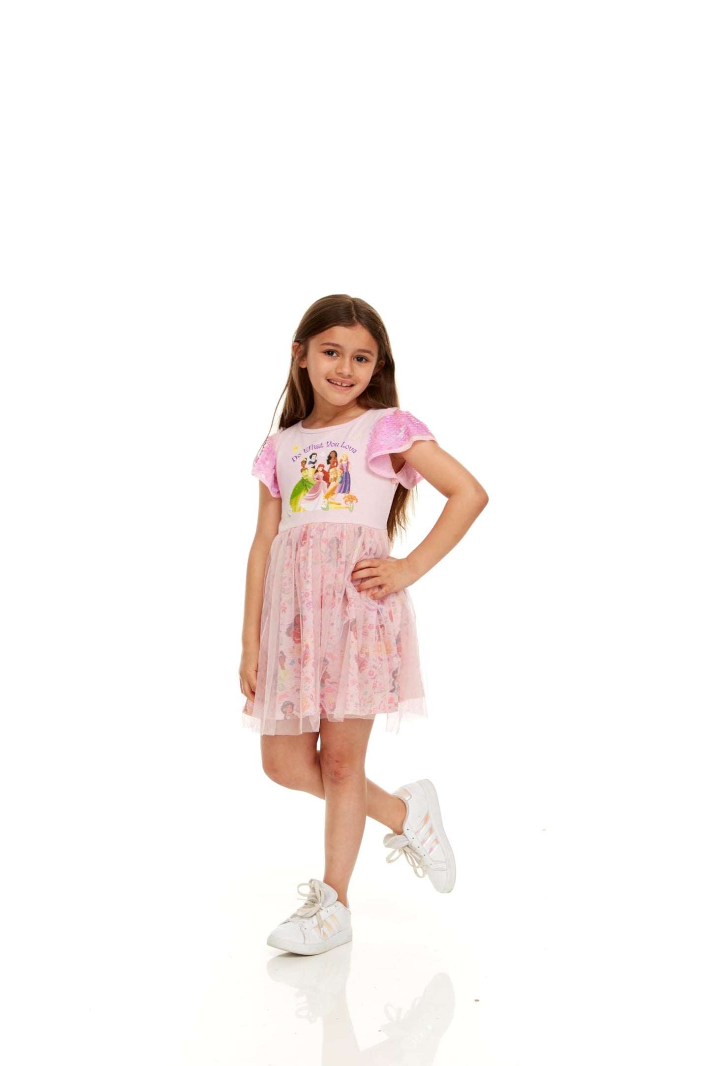 Disney Princess Sequin Sleeve Tulle Dress-Girls Sizes 2-6x