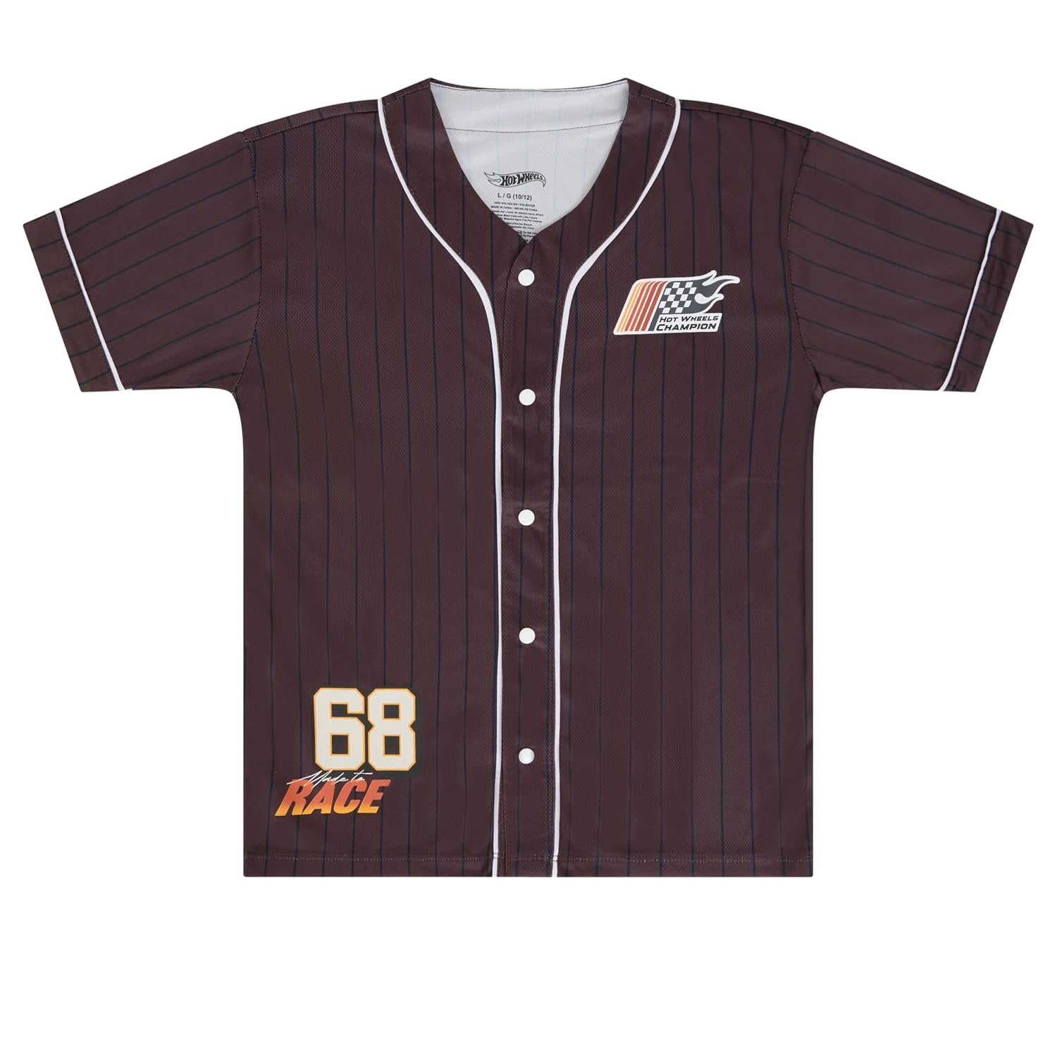 Hot Wheels Boys Baseball Jersey, Short Sleeve Button Front Shirt