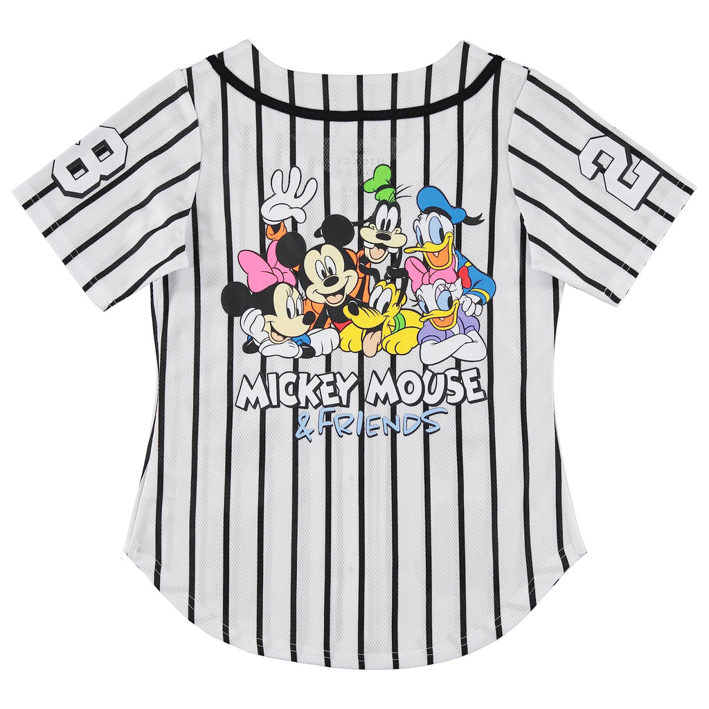 Disney Girls Baseball Jersey T-Shirt with Lilo & Stitch and Mickey Mouse- Girls Sizes 4-16 Hot Pink