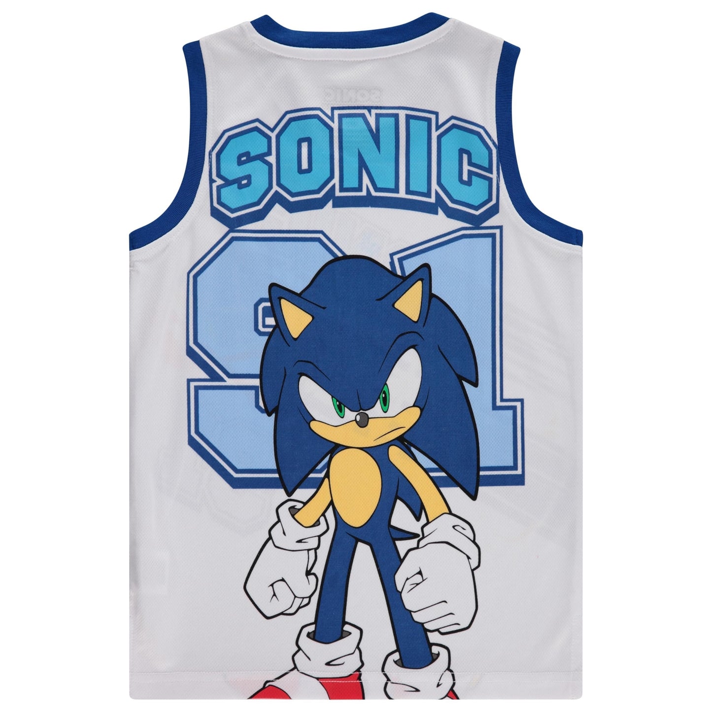 White Boys Sonic The Hedgehog Basketball Jersey Shirt and Shorts Clothing Set- Little and Big Boys Sizes 4-20