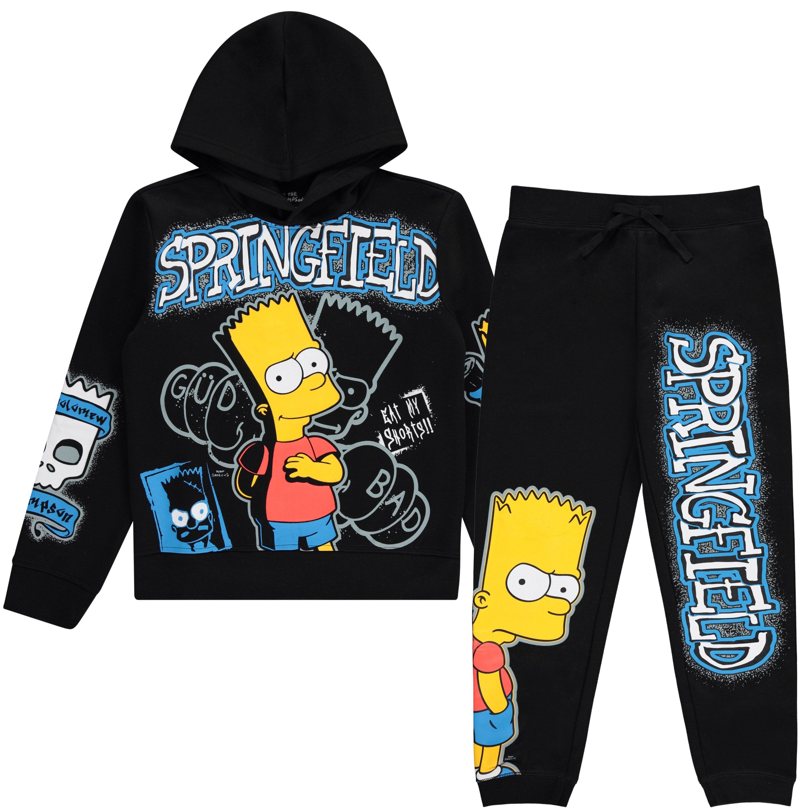 Boys Bart Simpson Hoodie and Jogger Sweatpants Clothing Set- Little and Big Boys Sizes 4-20