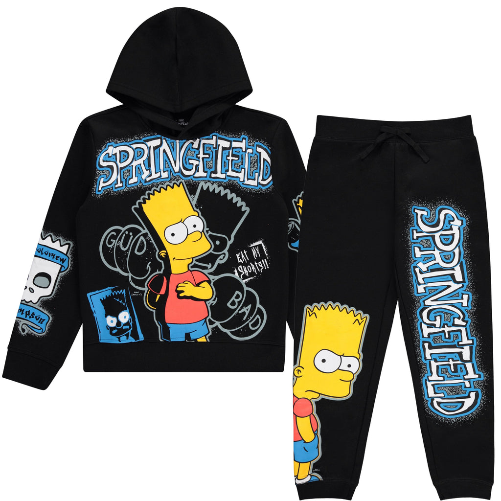 Boys Bart Simpson Hoodie and Jogger Sweatpants Clothing Set- Little and Big Boys Sizes 4-20