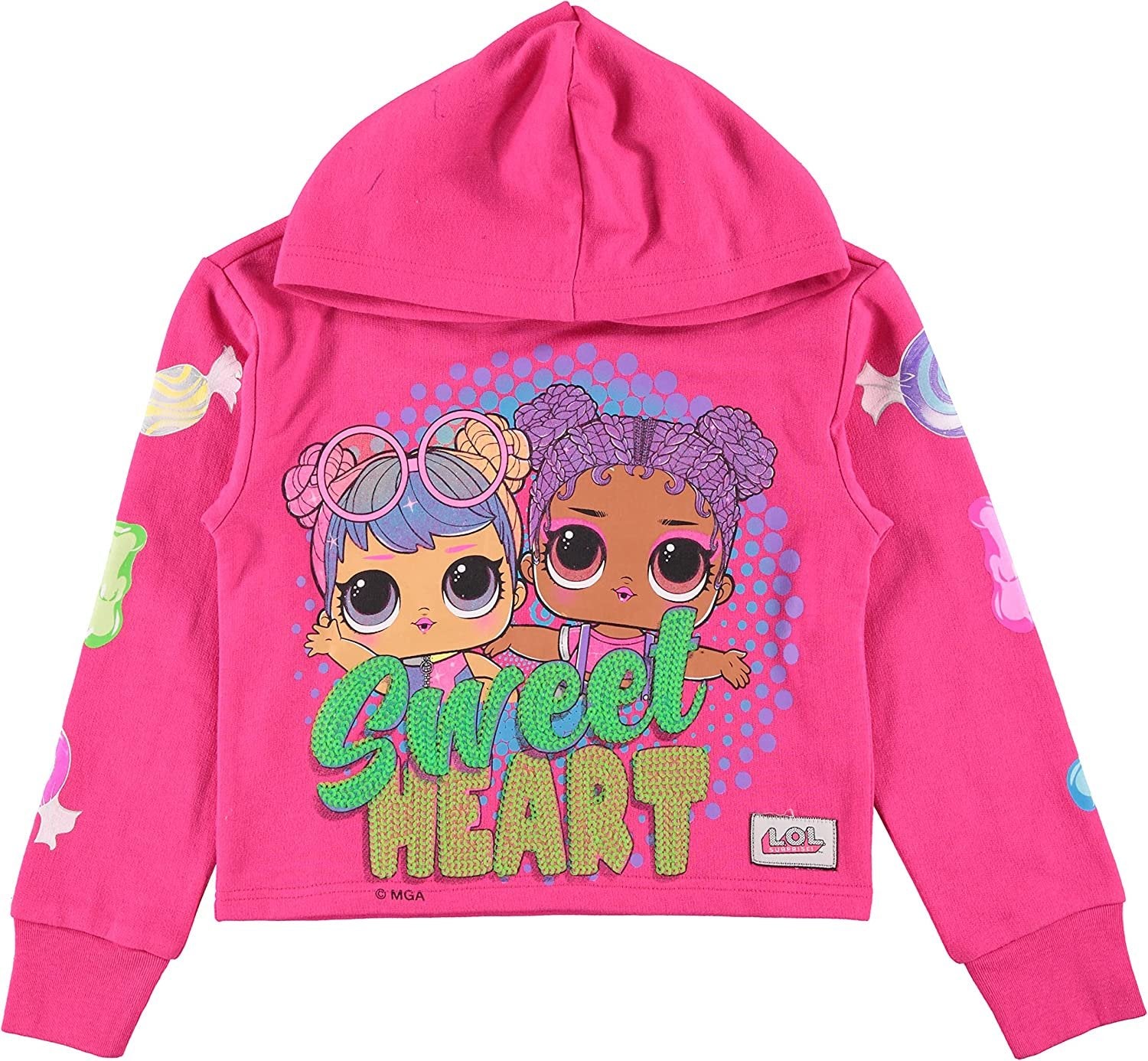 L.O.L. Surprise! Girls All Over Print Hoodie- Raw Edge Skimmer Hoodie Sizes 4-20