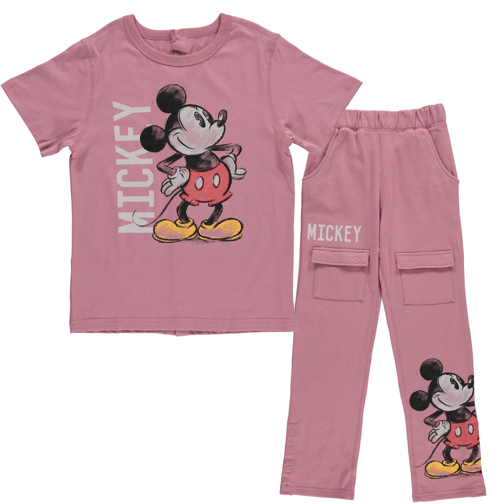 Boys Mickey Mouse Adaptive T-Shirt & Cargo Sweatpants Set, Classic Mickey Mouse Clothing Little and Big Boys Sizes