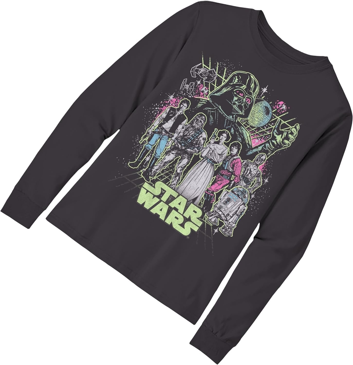 Boys' Star Wars Group Character and The Mandalorian Long Sleeve Crewneck T-Shirt Galactic Heroes Unite- Little and Big Boys Sizes XS-XL