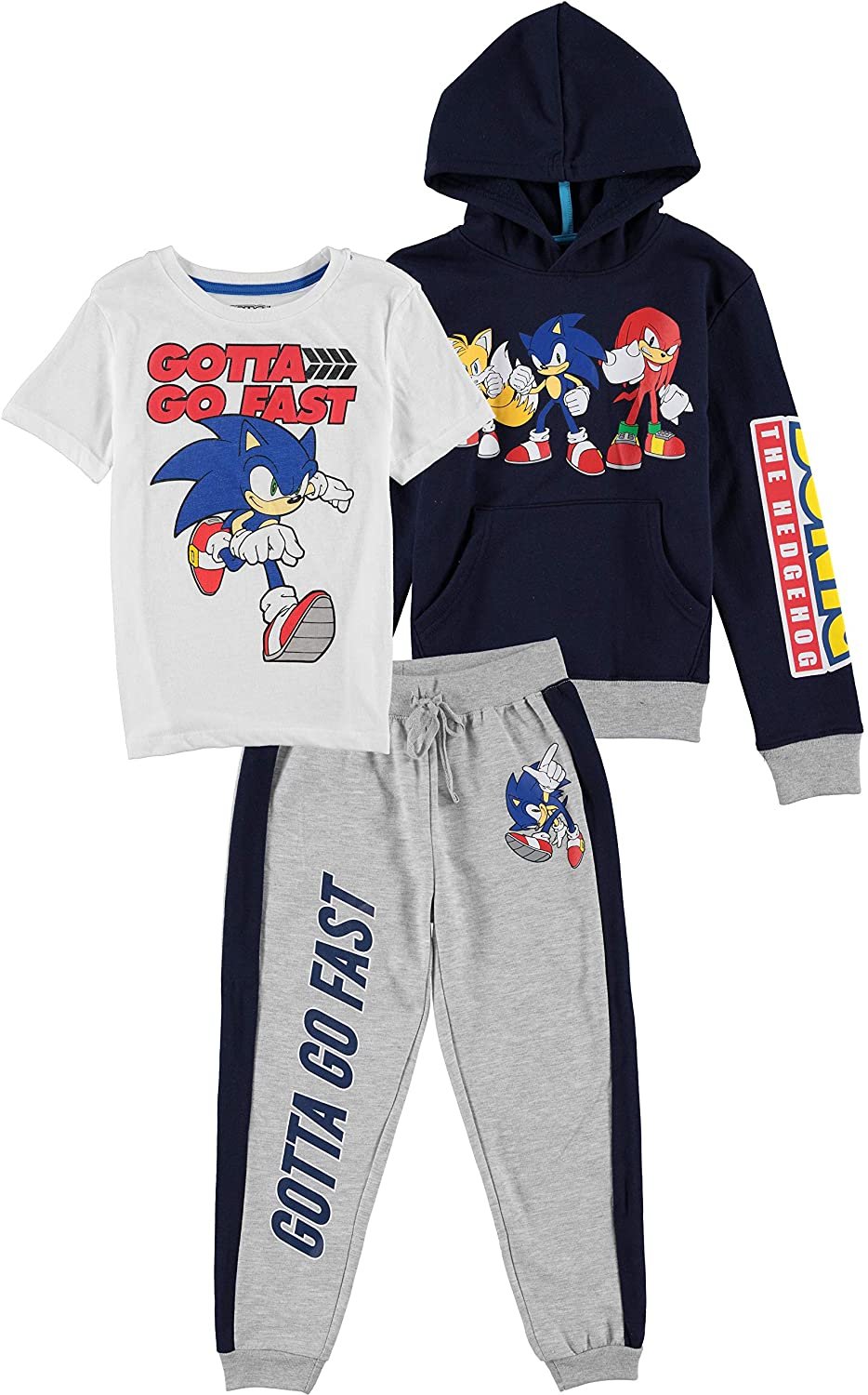 FREEZE Sonic The Hedgehog Boys Graphic Hoodie, Top and Jogger Pants 3-Piece Outfit Set