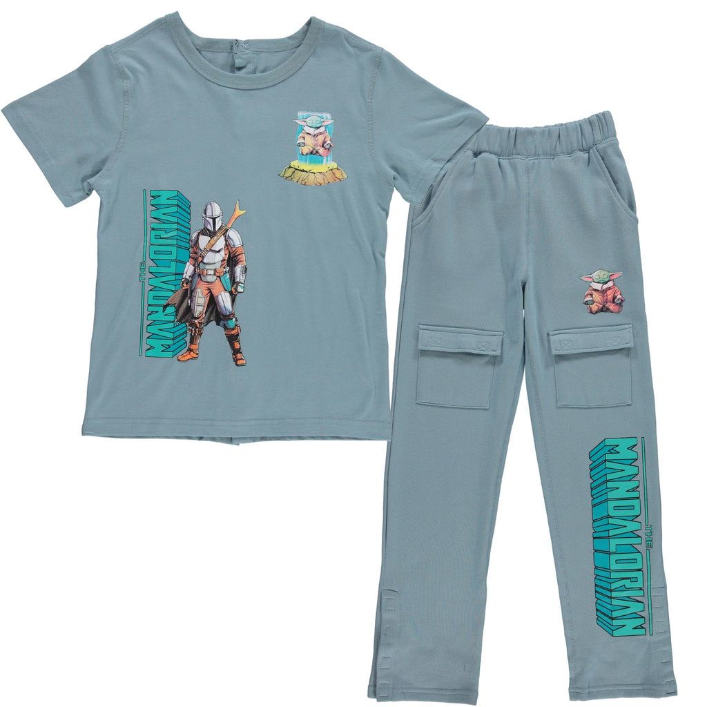 STAR WARS Boys Adaptive T-Shirt & Cargo Sweatpants Set, Mandalorian Clothing Little and Big Boys Sizes
