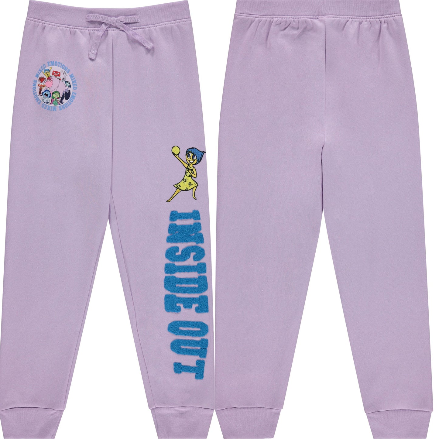 Disney Movie Inside Out Girls Jogger Sweatpants Emotions in Motion, Little and Big Girls Sizes 4-16