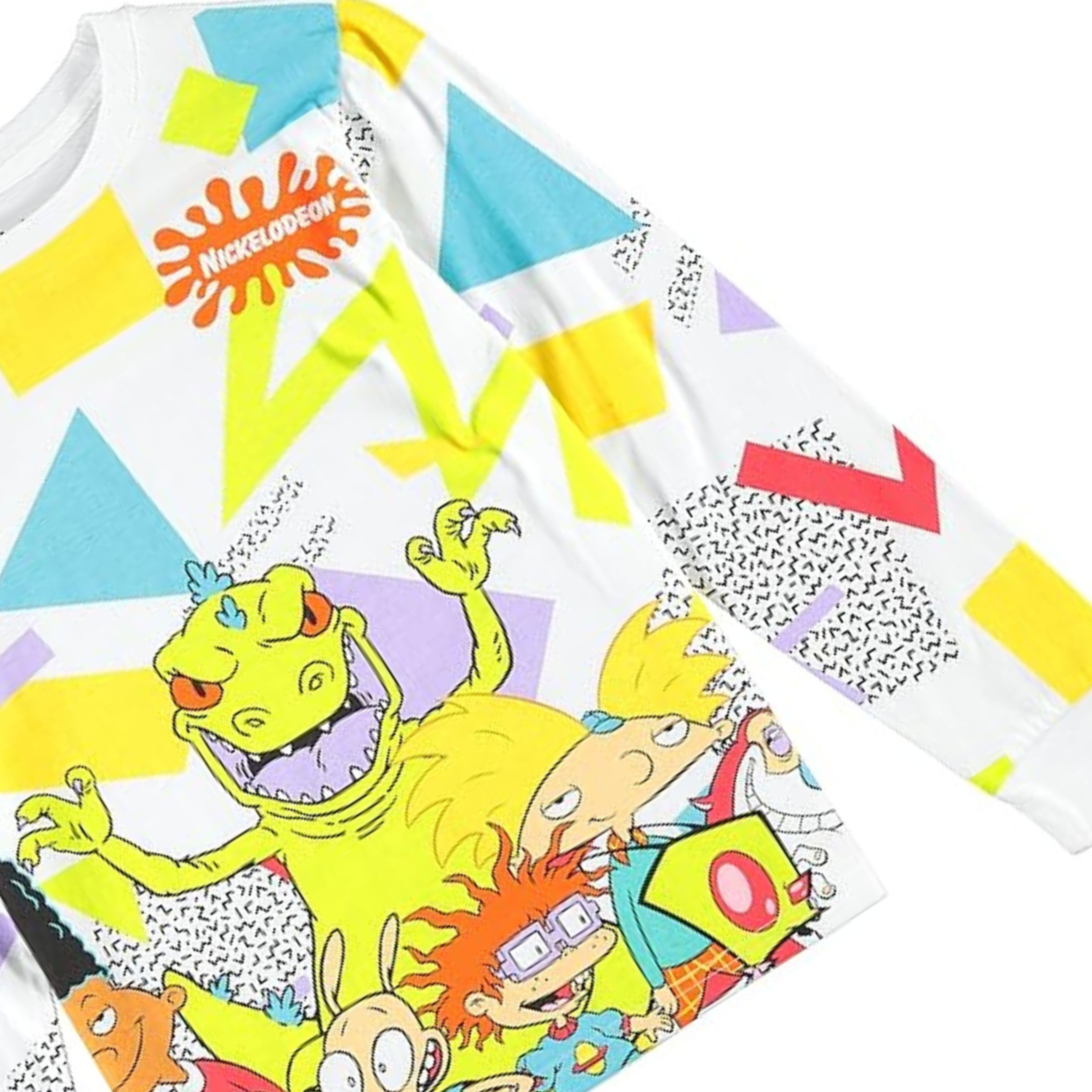 rugrats Nickelodeon Boys Long Sleeve T-Shirt - All Over Print Design T-Shirt