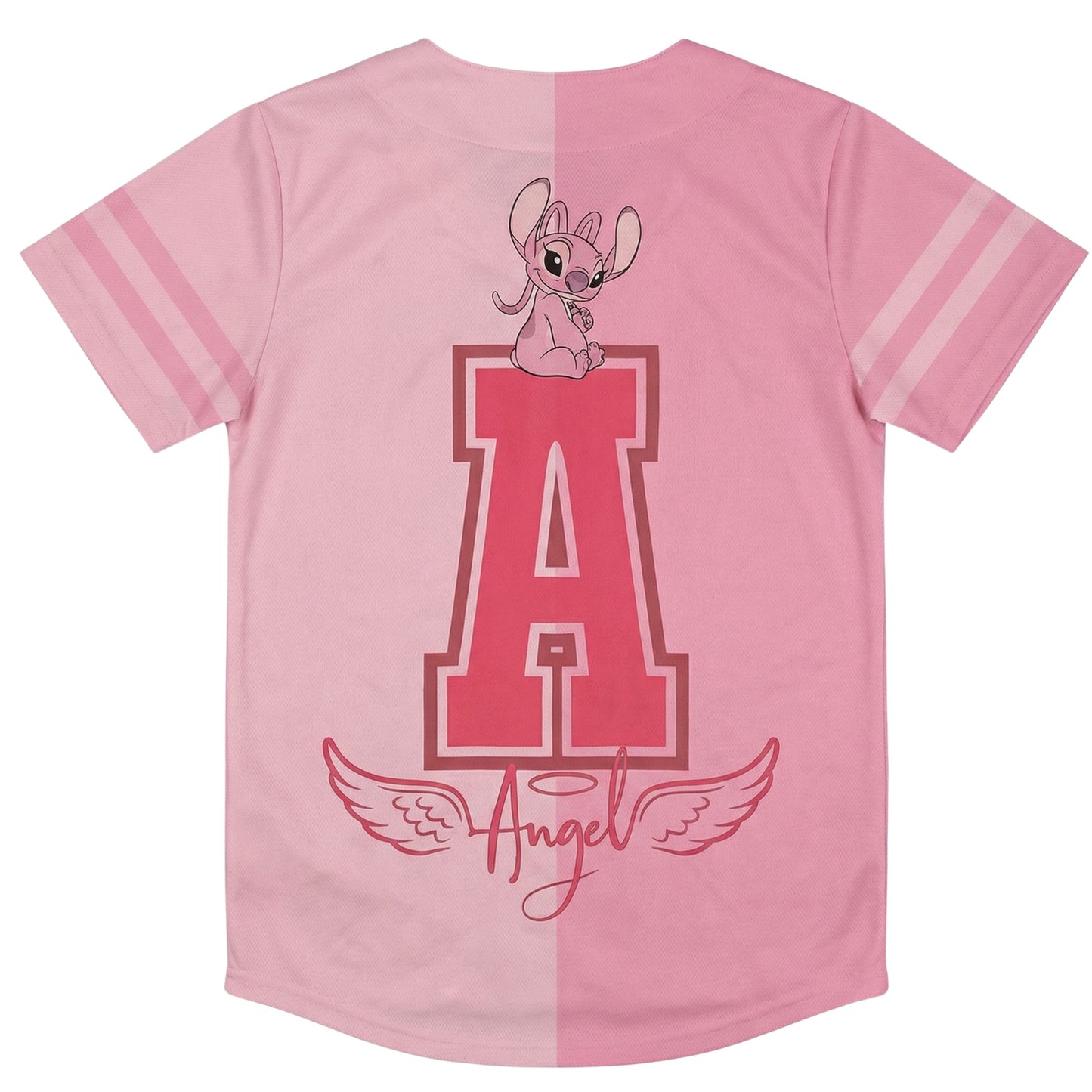Disney Girls Baseball Jersey T-Shirt with Lilo & Stitch and Mickey Mouse- Girls Sizes 4-16 Hot Pink