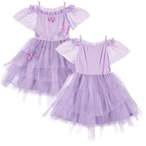 DISNEY Girls Lavender Tutu Flower Dress - Encanto Inspired Isabela Costume Dress Lilac- Sizes XS-XL
