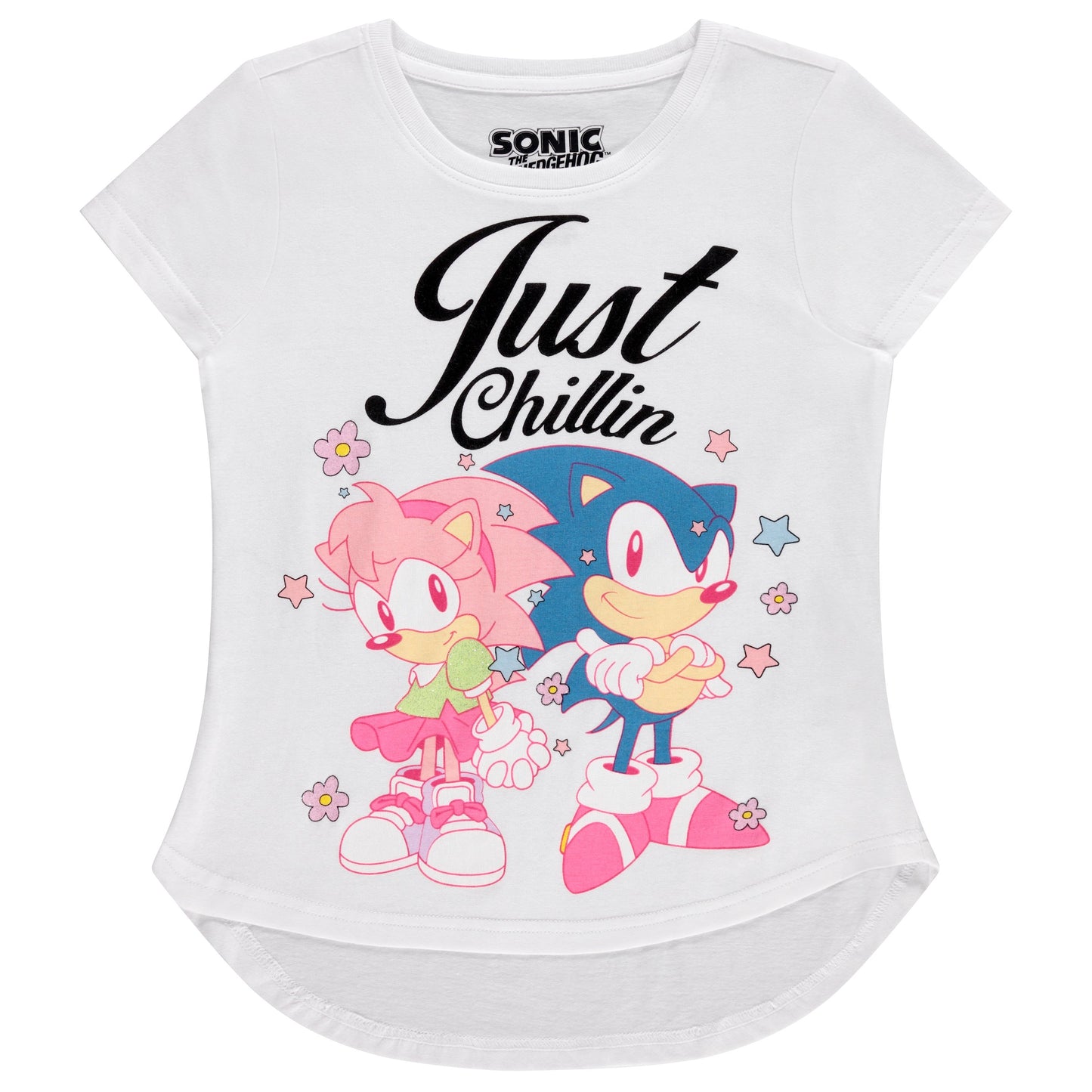 Girls Sonic The Hedgehog Zip Up Hoodie and Short Sleeve T-Shirt Clothing Set -Girls Sizes 4-16