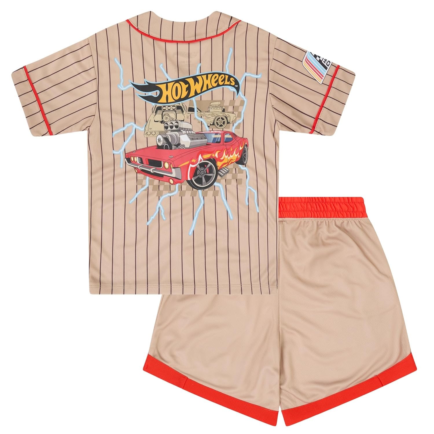 Hot Wheels Boys Baseball Jersey and Shorts Set, 2 Piece Outfit