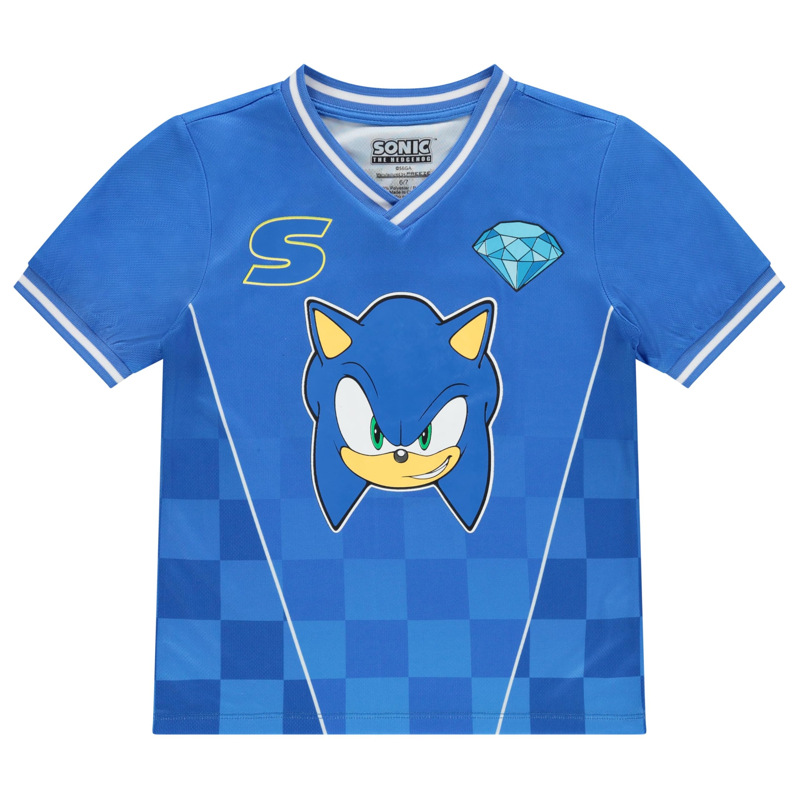SEGA Boys' Sonic the Hedgehog Boys Soccer Mesh Jersey Tee & Short 2pc Set - Boy 4-20