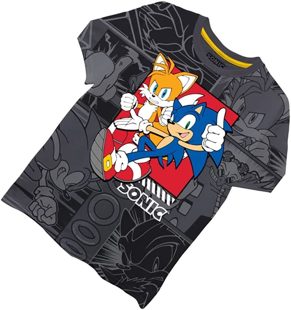 Boys Sonic the Hedgehog T-Shirt Sega Graphic Short Sleeve Crewneck Tee Little Big Boys
