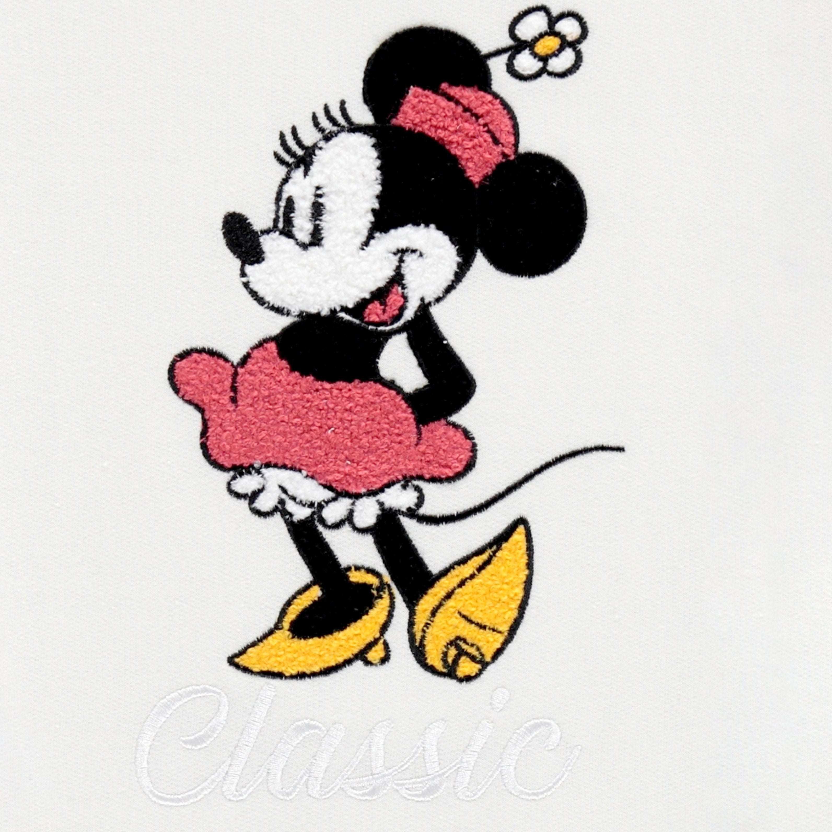 Minnie Mouse Girls Sweatshirt -Jumbo Print and Embroidery Minnie Mouse Sweater- Sizes 4-16