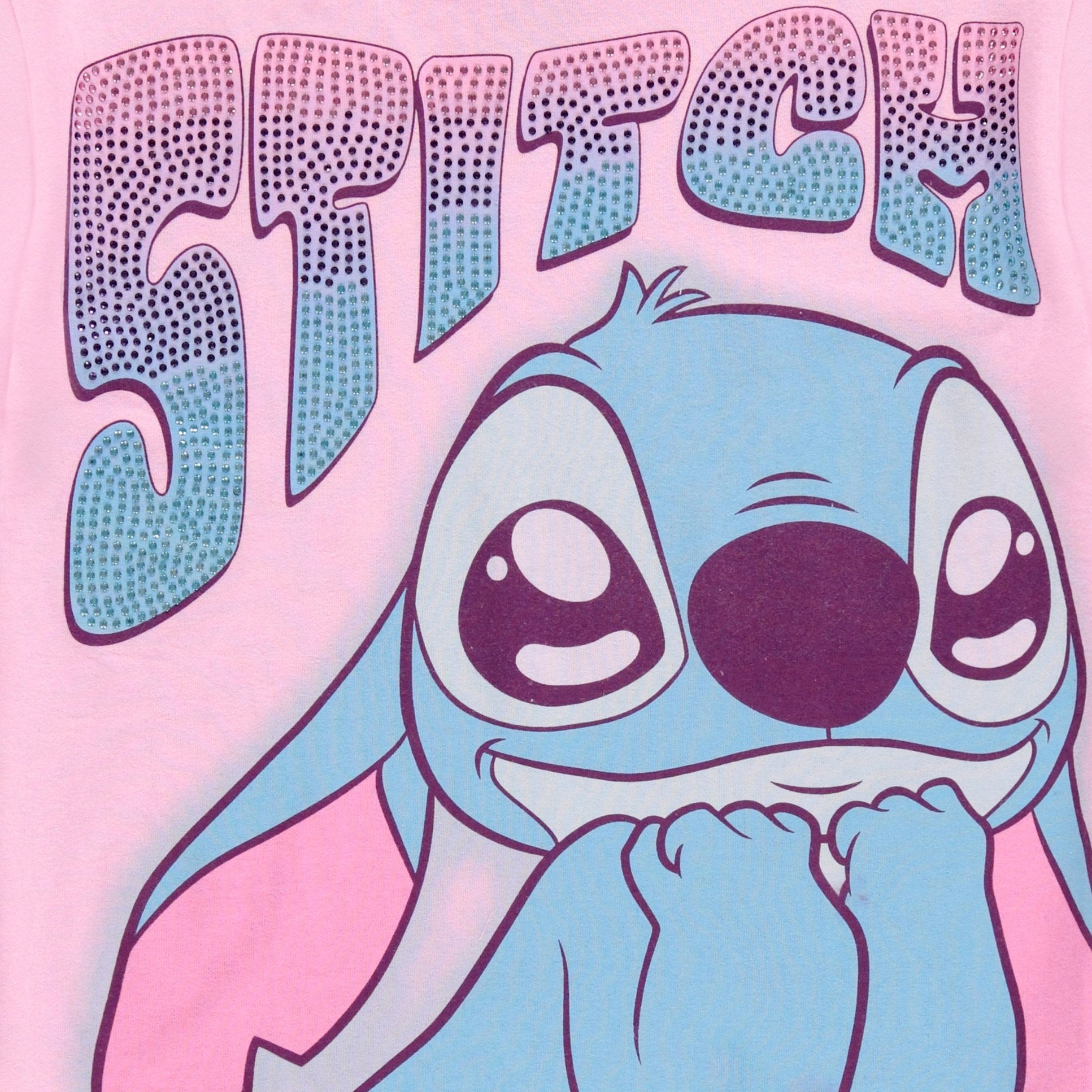 Disney Lilo and Stitch Girls Short Sleeve T-Shirt- Stitch & Angel Girls Tee with Rhinestones Sizes 4-16