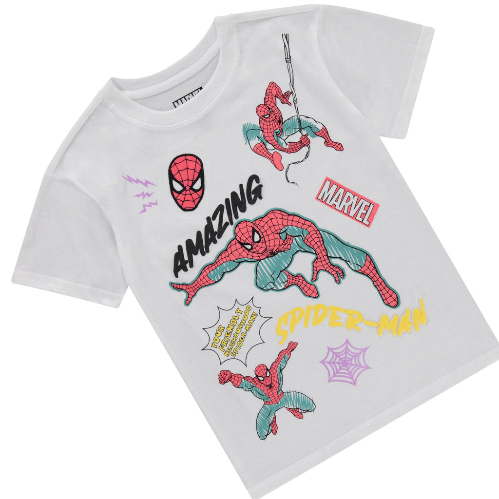 Marvel Amazing Spiderman Super Hero Girls Short Sleeve T-Shirt- Little and Big Girl Sizes 4-16