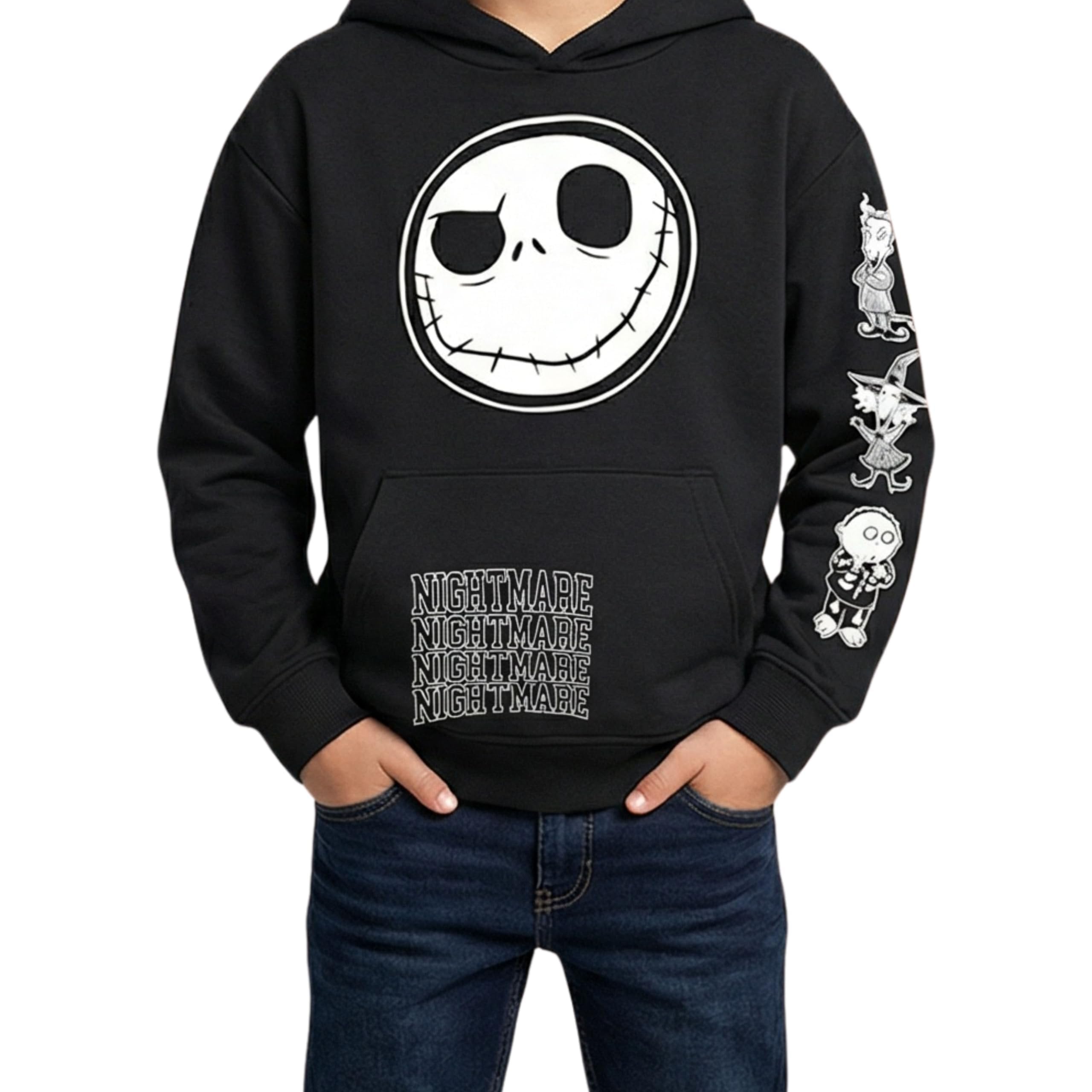 Disney The Nightmare Before Christmas Boys Jack Skellington Pullover Hoodie, Black, Sizes S-XL