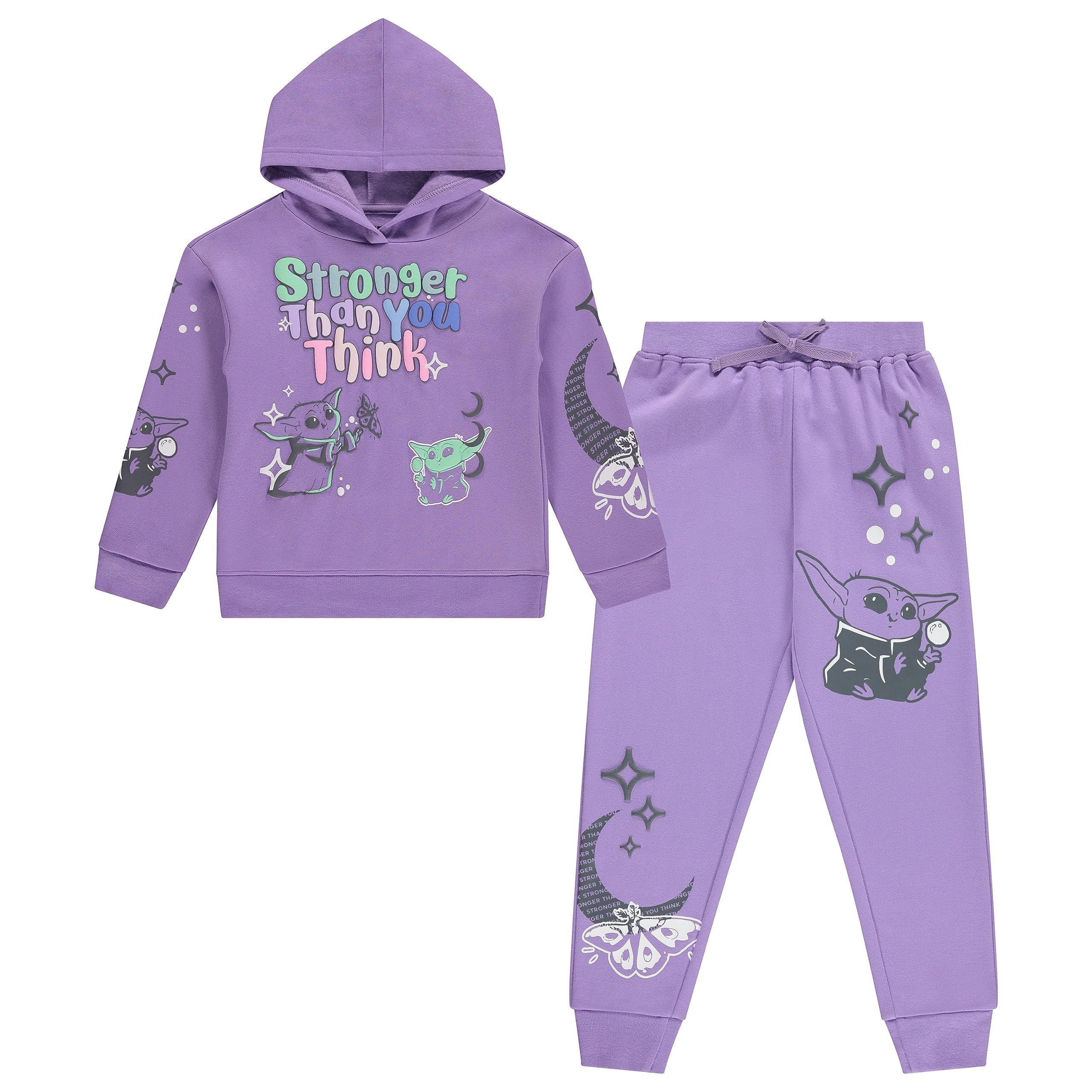 STAR WARS Girls Baby Yoda Clothing Set - Baby Yoda Sweatshirt Hoodie and Jogger - 2-Piece Outfit Set - Sizes 4-16