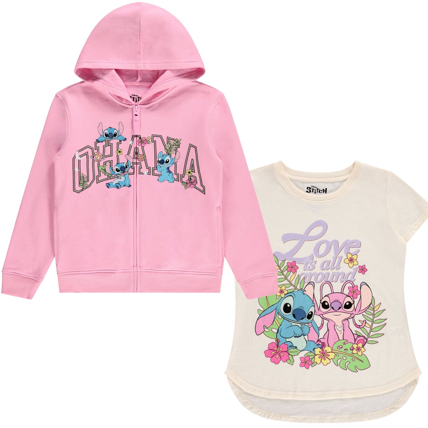 DISNEY Girls Lilo & Stitch Zip Up Hoodie - Little and Big Girls Sizes 4-16