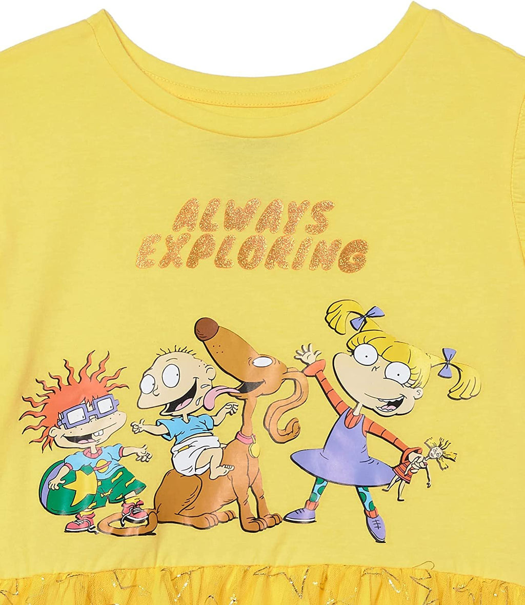 Nickelodeon Rugrats Angelica Ruffle Sleeve Tulle Dress-Girls 4-16