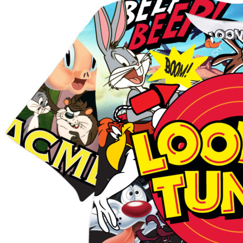 Looney Tunes Boys Short Sleeve T-Shirt - All Over Print T-Shirt Bugs Bunny, Taz, Daffy Duck and Friends