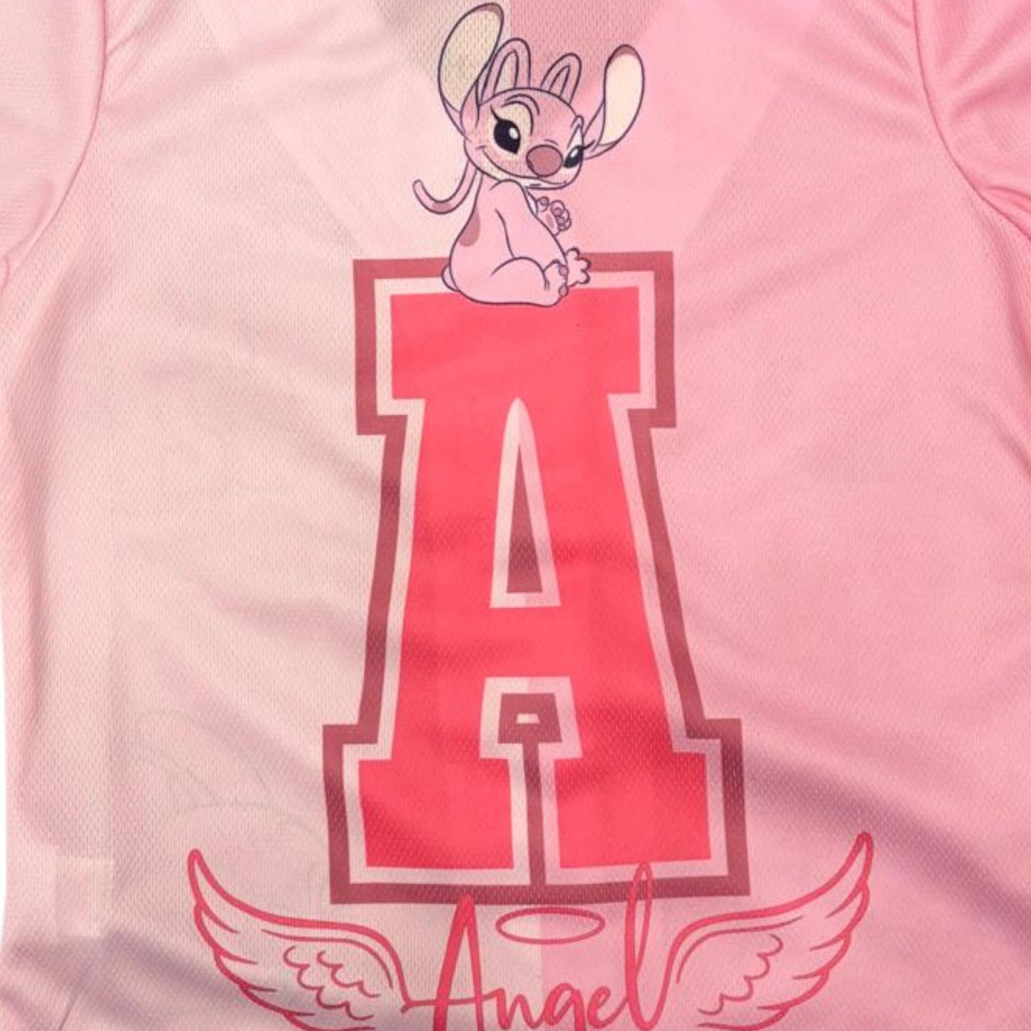 Disney Girls Baseball Jersey T-Shirt with Lilo & Stitch and Mickey Mouse- Girls Sizes 4-16 Hot Pink