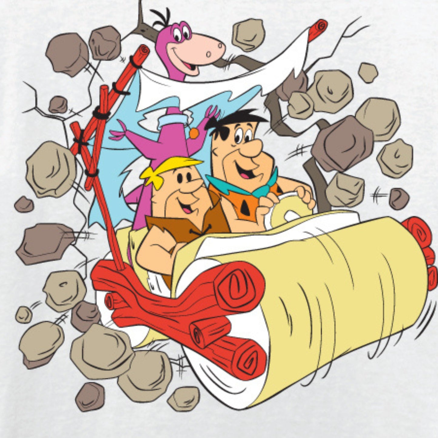 FREEZE The Flintstones Mens Short Sleeve T-Shirt - Fred Flintstone, Barney Rubble and Dino