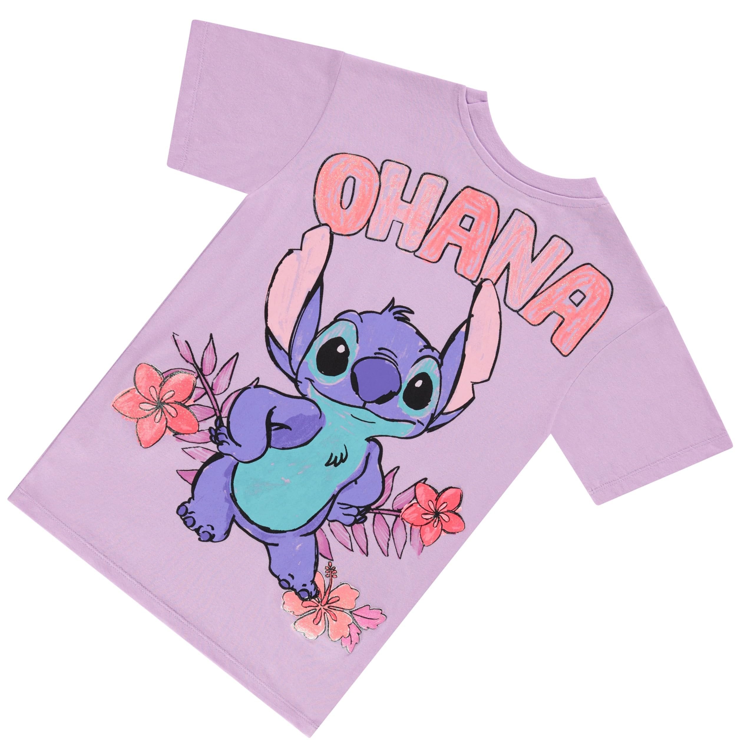 Disney Lilo and Stitch Girls Short Sleeve T-Shirt- Stitch Girls Tee Sizes 4-16