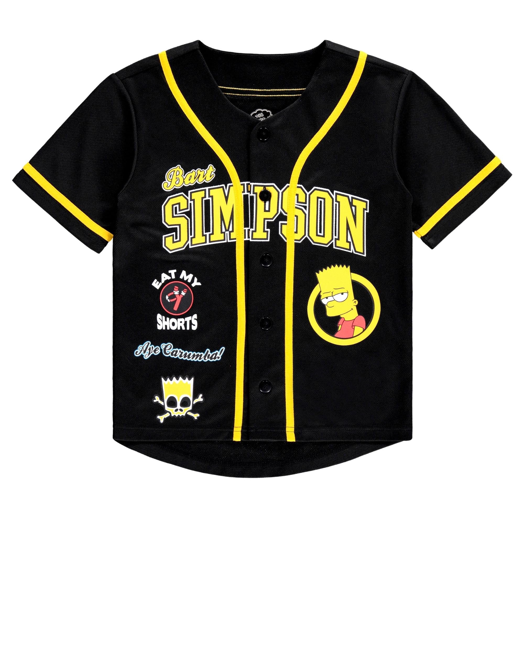 Boys Bart Simpson Baseball Jersey T-Shirt - Little and Big Boys Sizes 4-20 Black