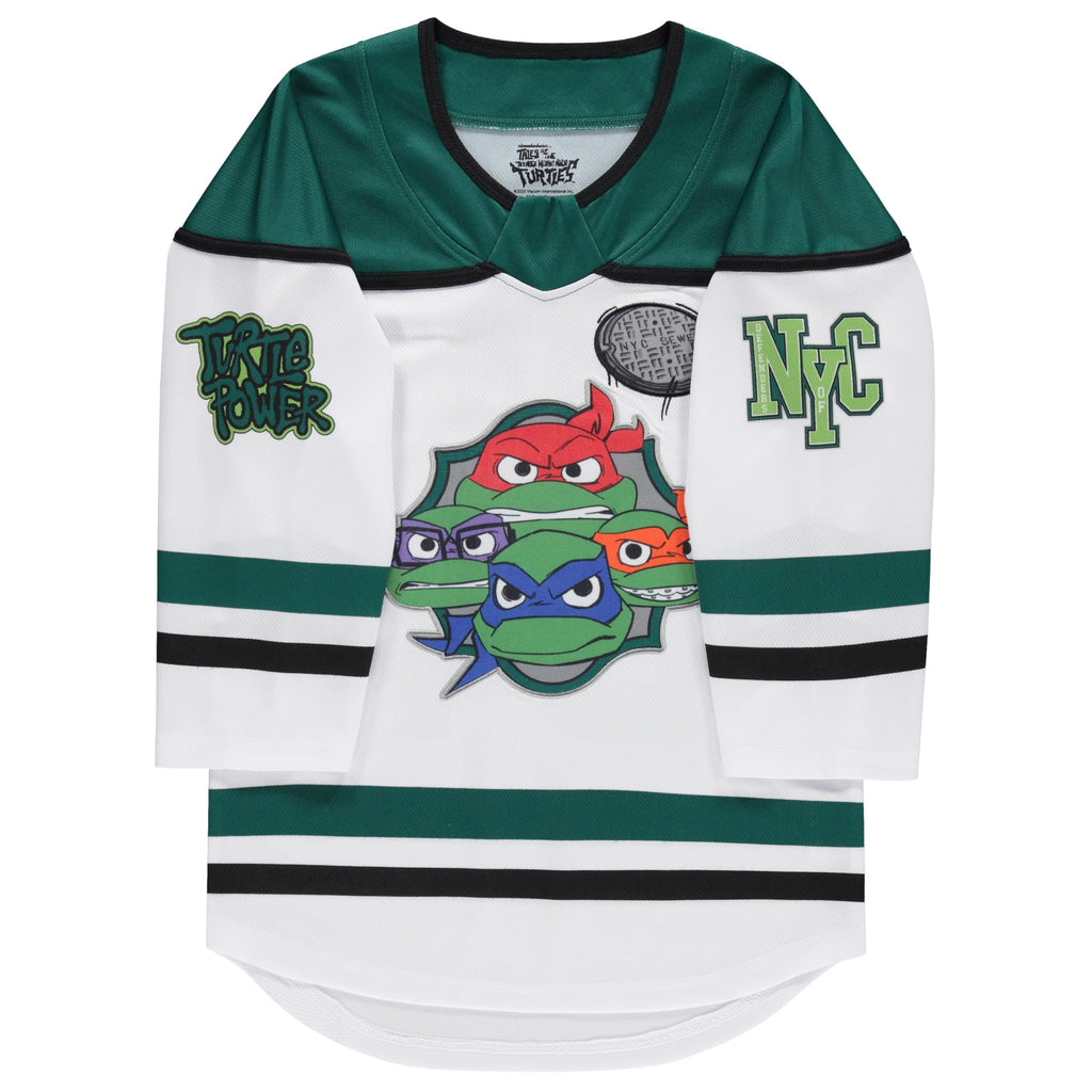 Teenage Mutant Ninja Turtles TMNT Boys 4-20 Long Sleeve Hockey Jersey White/Green