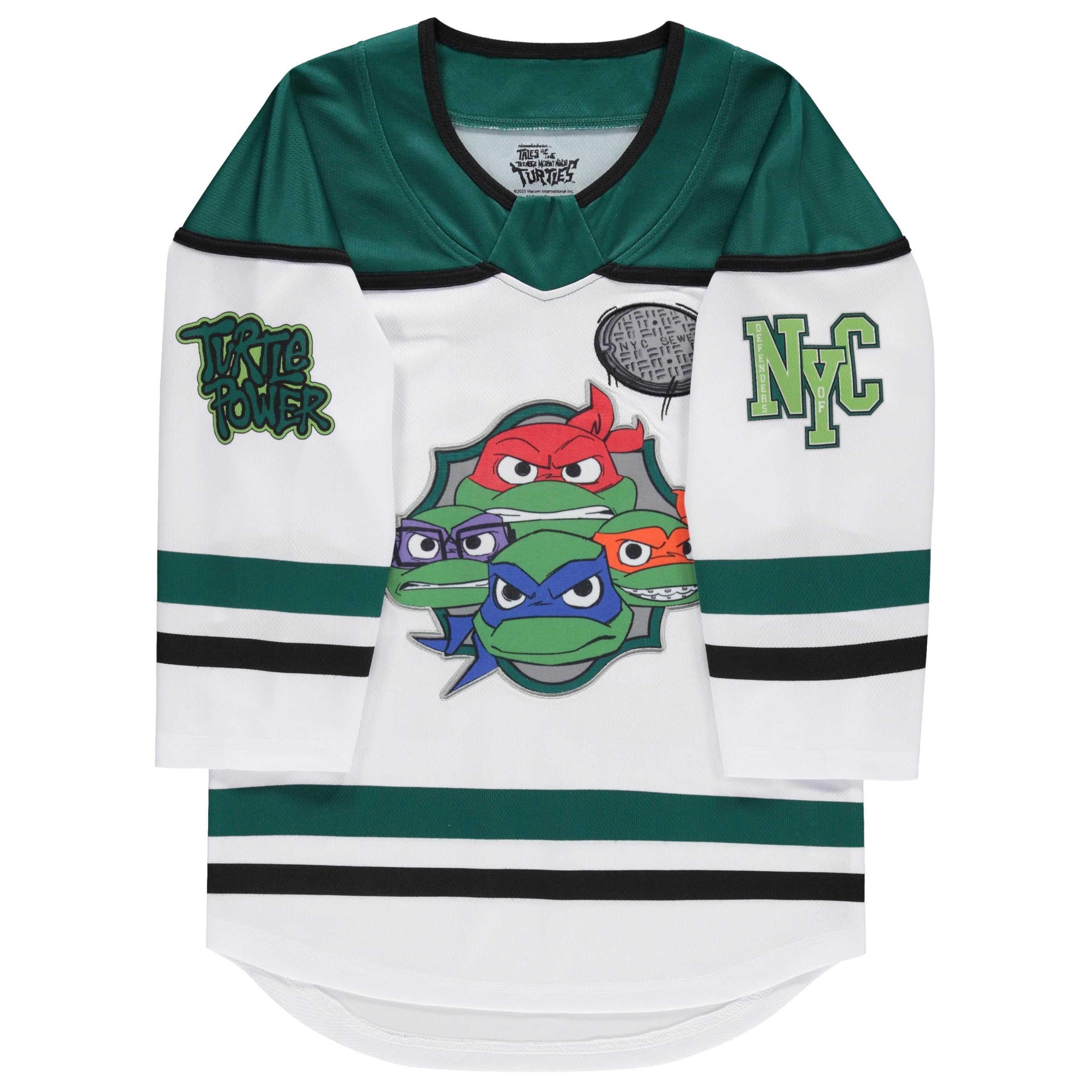 Teenage Mutant Ninja Turtles TMNT Boys 4-20 Long Sleeve Hockey Jersey White/Green