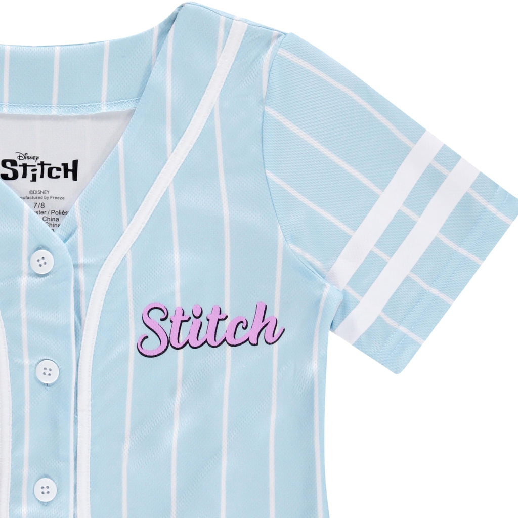 Disney Girls Baseball Jersey T-Shirt with Lilo & Stitch and Mickey Mouse- Girls Sizes 4-16 Hot Pink