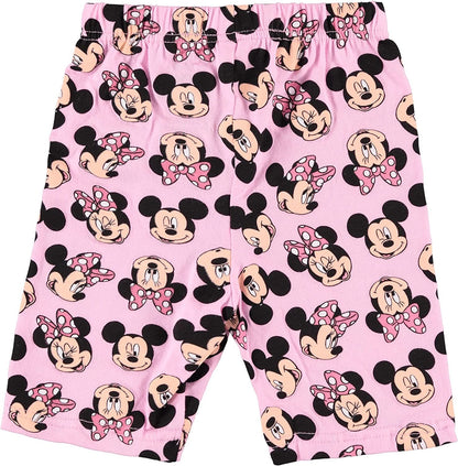 Disney Girls Mickey & Minnie Mouse Girls T-shirt & Bike Short 2-piece Bundle Set