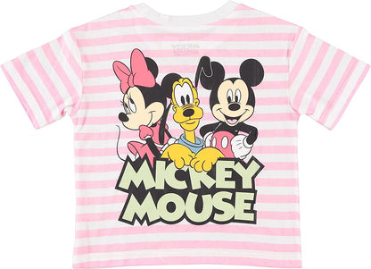 Disney Minnie Mouse Girls Short Sleeve T-Shirt- Front and Back Print - Sizes 4-16