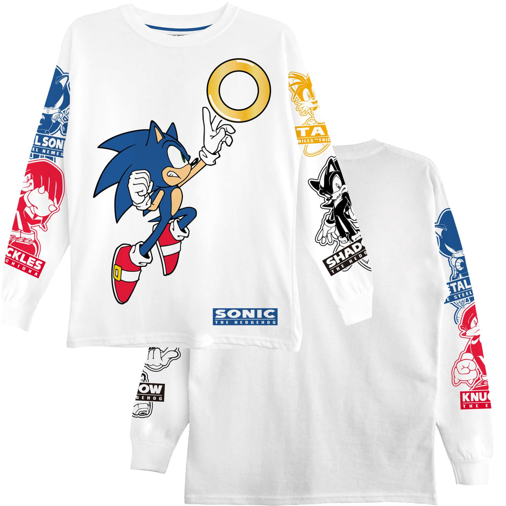Boys Sonic The Hedgehog Graphic Long Sleeve T-Shirt- Little and Big Boys Sizes 4-20