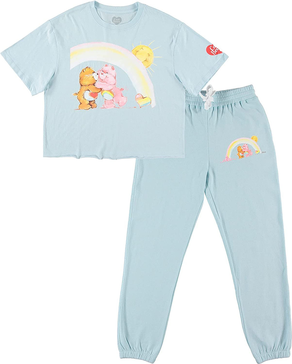 Mighty Fine Care Bears T-Shirt and Jogger Pants Set for Juniors Adults - Cheer Bear and Tenderheart Clothing set