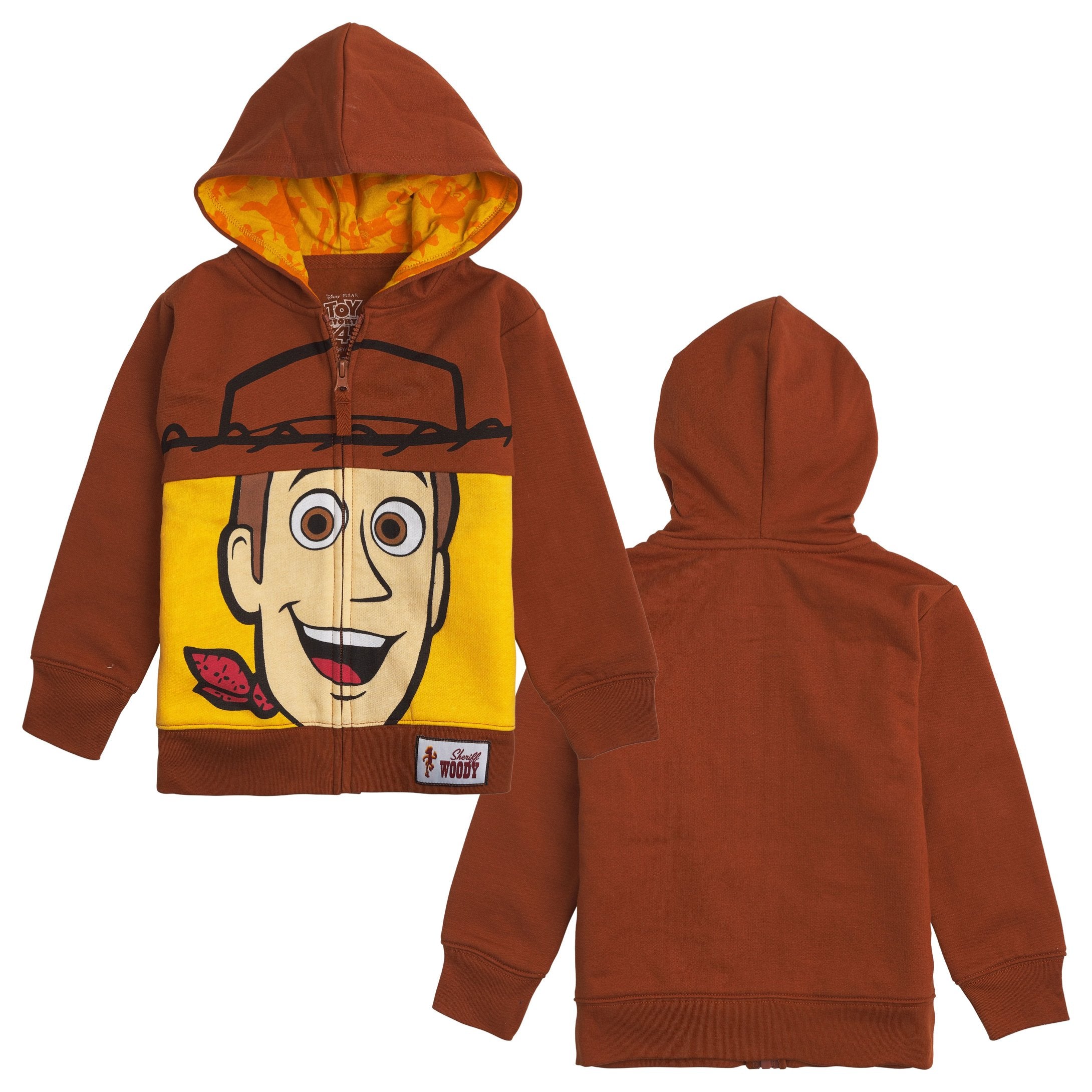 Disney Toy Story Big Face Zip Up Character Hoodies - Buzz Lightyear, Sheriff Woody - Boys, Girls, Unisex Sizing