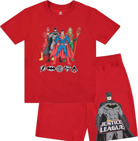 Justice League Boy's T-Shirt and Shorts Bundle Set- Little and Big Boys Superman,Batman Sizes 4-20