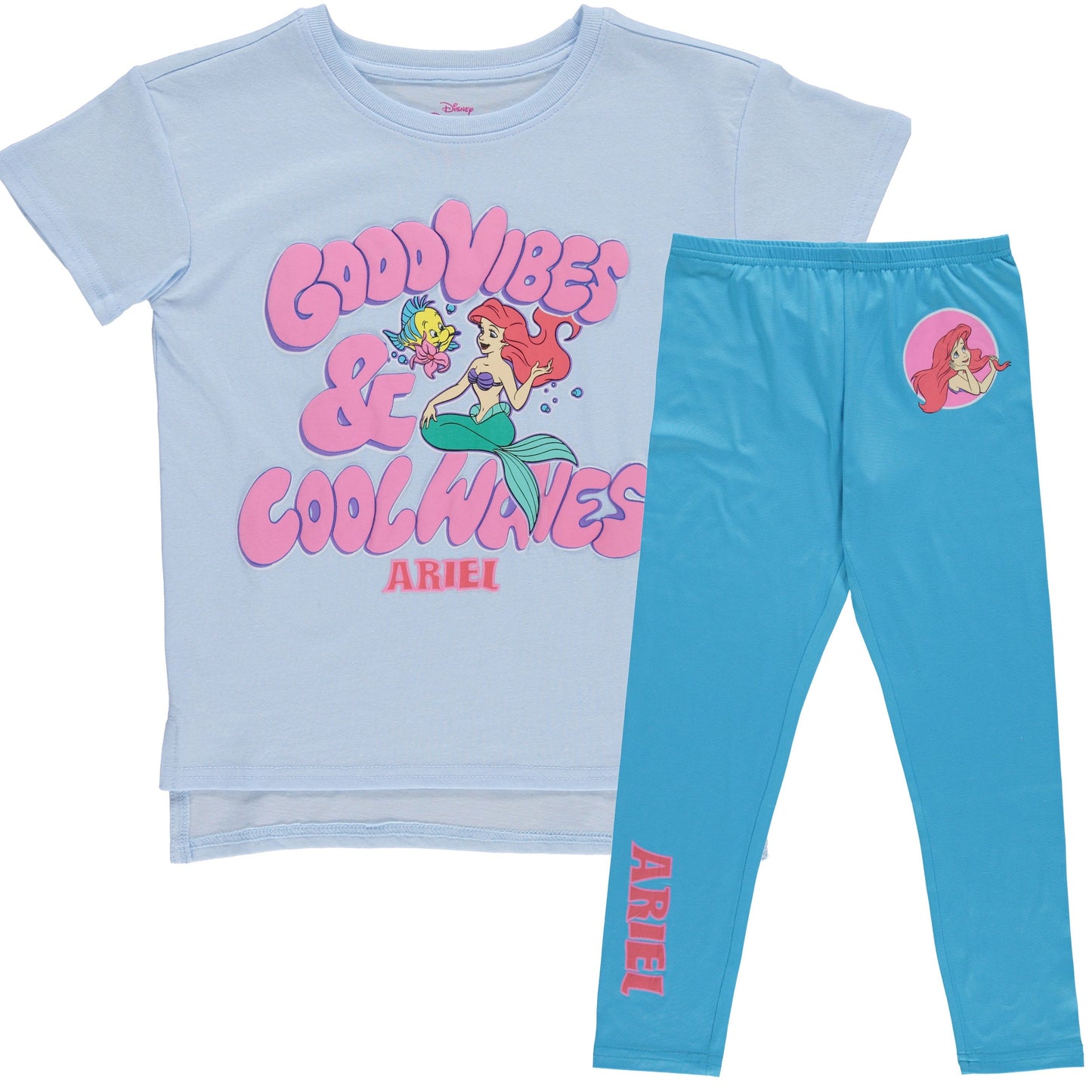 Disney The Little Mermaid Leggings Clothing Set, Ariel Short Sleeve T-Shirt and Leggings Set- Girls Sizes 4-16