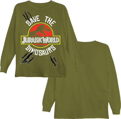 Jurassic Park Boys Jurassic World Long Sleeve Crewneck T-Shirt for Little and Big Boys Sizes 4-20