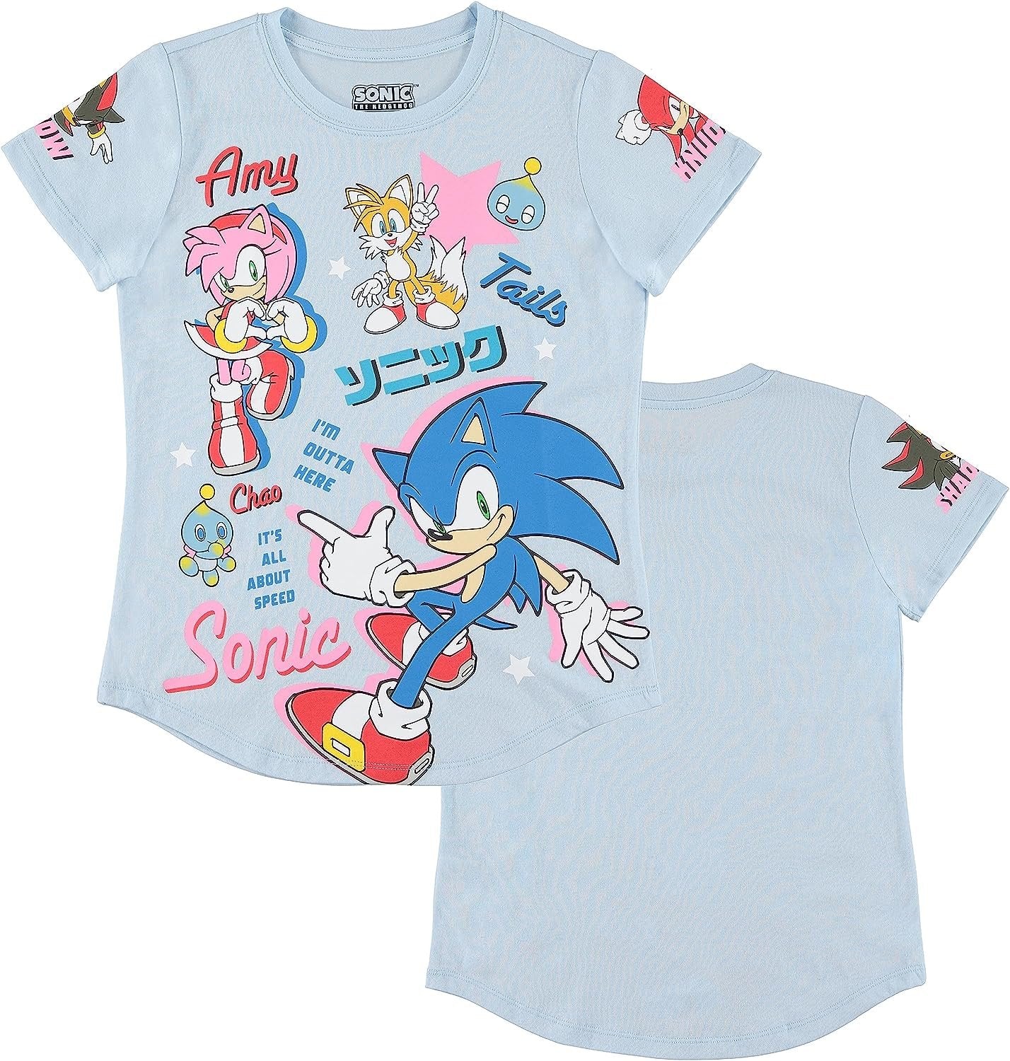 Girls Sonic The Hedgehog Short Sleeve T-Shirt- Sonic Girls Tee Sizes 4-16