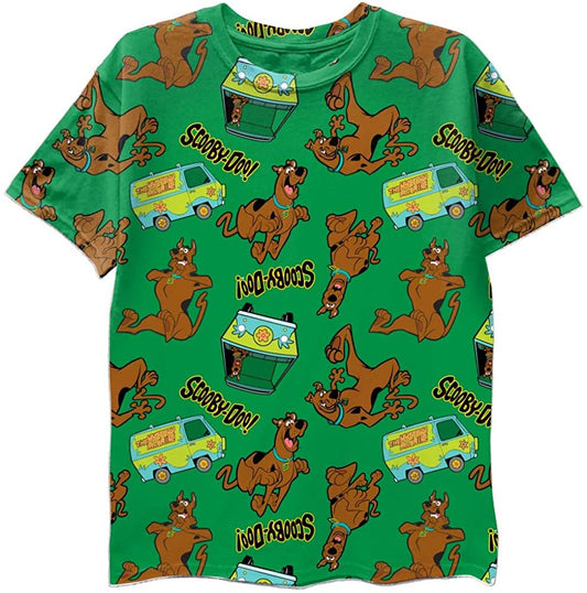 Scooby-Doo Boys T-Shirt - Graphic Design Split T-Shirt and All Over Print Boys Sizes 4-20