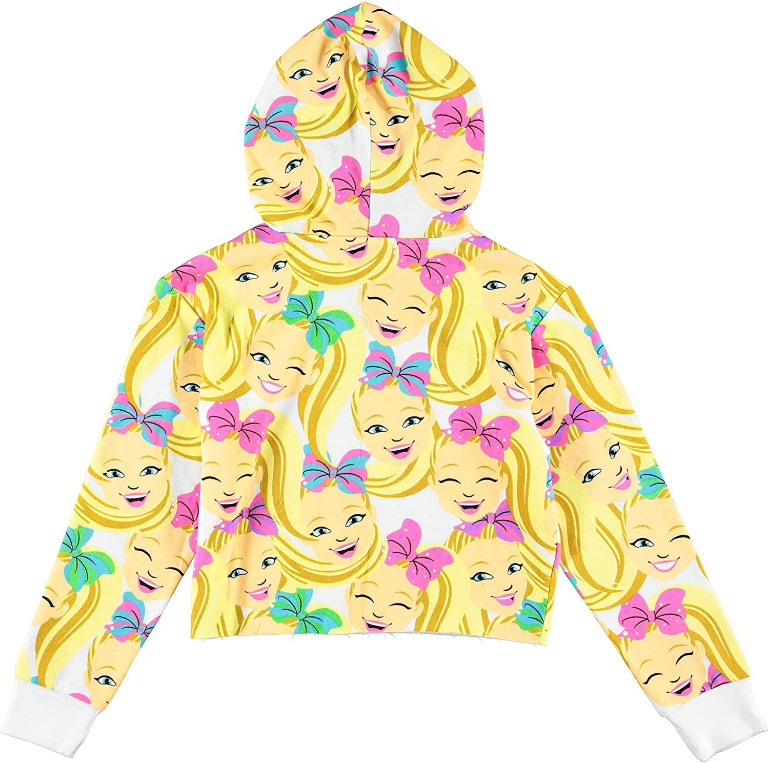 JoJo Siwa Girls Hoodie- All Over Print Cropped Skimmer Hoodie Sizes 4-20 White